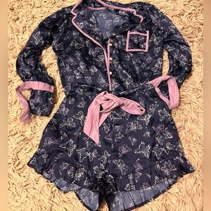 Beach Riot Navy and Pink Floral Pajama Set